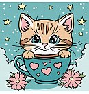 Set for painting by numbers, "Marvellous kitty", canvas on a stretcher, 25х25cm