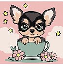 Komplekts gleznošanai pēc numuriem "A cute puppy", audekls uz apakšrāmja, 25х25cm
