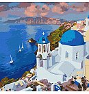 Komplekts gleznošanai pēc numuriem "Picturesque Santorini", audekls uz apakšrāmja, 50x50cm