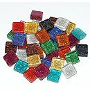 Stikla mozaīka "Soft Glass gliter", 10x10mm, 200g, daudzkrāsaini