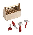 Miniatūra koka instrumentu kaste ar instrumentu, 4.5 × 2.5 × 4.1 cm, 1 komplekts