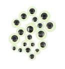 Plastmasas actiņas, kustīgas, tumsā spīdošas, D:7,8,10,12mm, 20 gab.