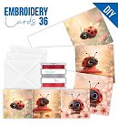 Atklātnes ar izšujamiem elementiem "Ladybug", 13,5x13,5cm, 3 gab