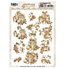 Izgrieztu motīvu loksne 3D atklātnēm "Amy Design - Frosted Gold Christmas - Presents", A4, 1 loksne, ZS