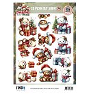 Izgrieztu motīvu loksne 3D atklātnēm "Berries Beauties - Furry Christmas Friends - Christmas Bear", A4, 1 loksne, ZS