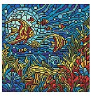 Dimantu mozaīkas komplekts "Stained glass window. Sea world", audekls uz apakšrāmja, 30х30cm