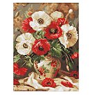 Dimantu mozaīkas komplekts "Red and white poppies", audekls uz apakšrāmja, 30х40cm
