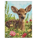 Dimantu mozaīkas komplekts "Little deer in the meadow", audekls uz apakšrāmja, 30х40cm