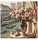 Dimantu mozaīkas komplekts "Roses in Venice", audekls uz apakšrāmja, 40х40cm
