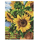 Dimantu mozaīkas komplekts "Sunflowers", audekls uz apakšrāmja, 30х40cm