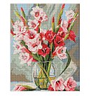 Dimantu mozaīkas komplekts "Pink gladioluses", audekls uz apakšrāmja, 40х50cm